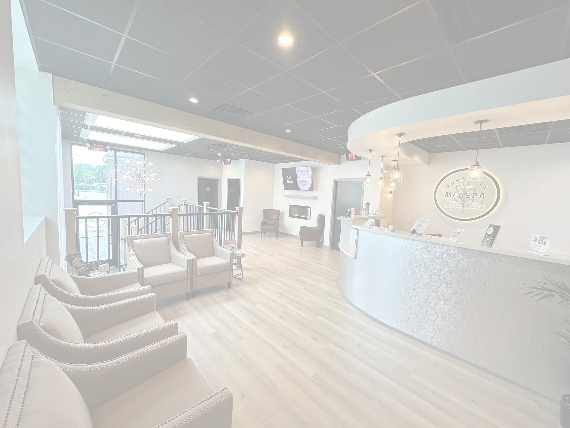 The reception and waiting area at Montville MedSpa & Pain Center
