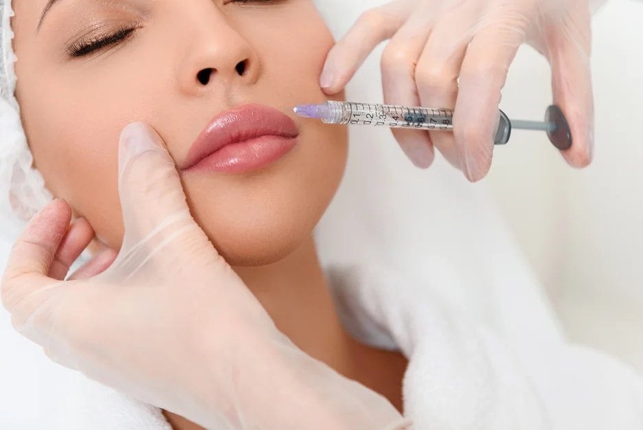 a woman received lip filler injections